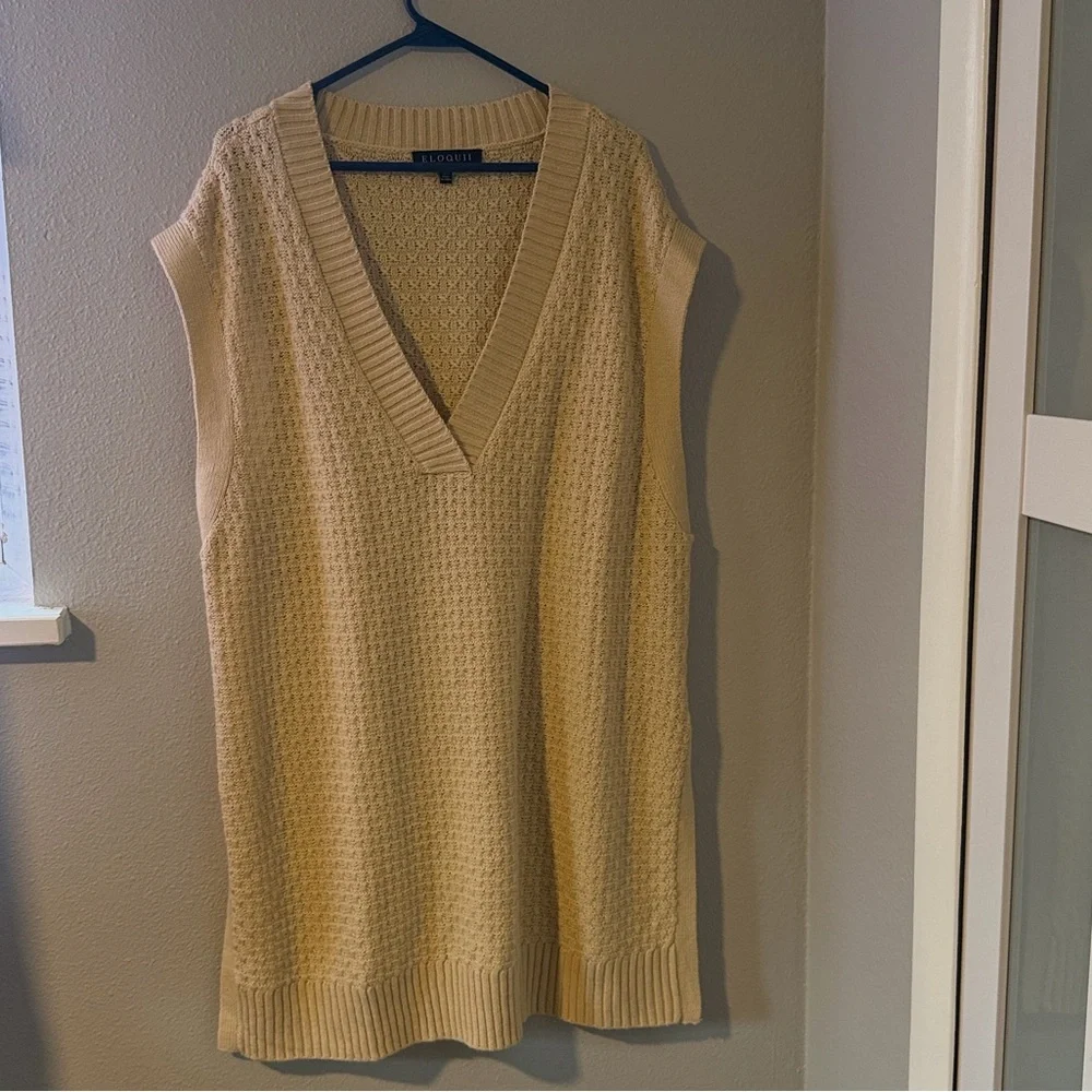 NWOT Eloquii womans plus size cream v neck split hem sweater dress Size 18/20 - Picture 2 of 8